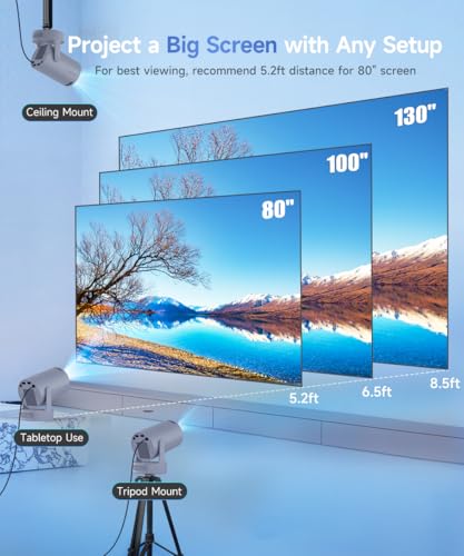 Image of Magcubic Mini Projector 4K Support, Portable Projector with WiFi 6 and Bluetooth 5.4, 5W Soundbase Speaker, Smart Proyector with Auto Vertical Keystone 180Rotatable for Movie Home Outdoor