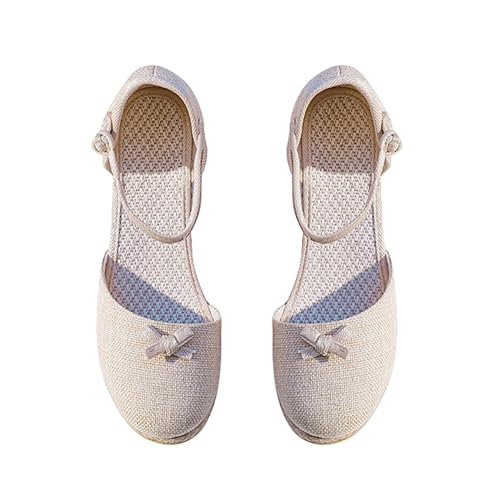 Genérico Cuñas Mujer Verano Ortopedicas Zapatos Comodos Sandalias Cómodas Y Transpirables con Hebilla de Tacón Inclinado Baotou de Verano para Mujer Sandalias Pala Negras (Beige,38)
