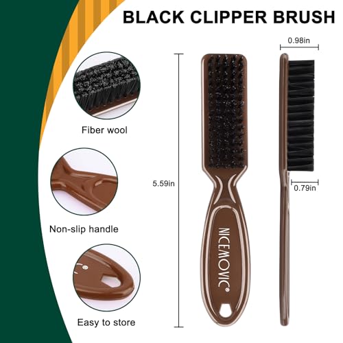 NICEMOVIC 20 Pcs Barber Clipper Cleaning Brush, Barber Accessories Cleaning Supplies, Blade Trimmer Cleaning Mini Brush Bulk Set Duster Manicure Nylon Brush Hair Styling Brush Tool (Brown)