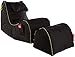 Produktbild GAMEWAREZ RX Green Entertainment Sitzsack Set, Made in Germany, fürs Streamen von Serien und Filmen, Lesen, Musikhören und Gaming. Schwarz mit grünem Keder, Taschen und Kopfhörerhalterung