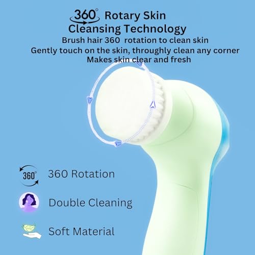 Image of 5-in-1 Electric Facial Cleansing Brush & Massager Kit, Waterproof Face Scrubber System with 5 Brush Heads for Deep Pore Cleansing, Gentle Exfoliation, Blackhead Removal and Massage