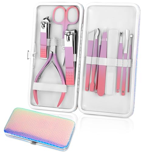 Coupe-ongles femme kit de manucure et pédicure 12 en 1 avec étui de voyage