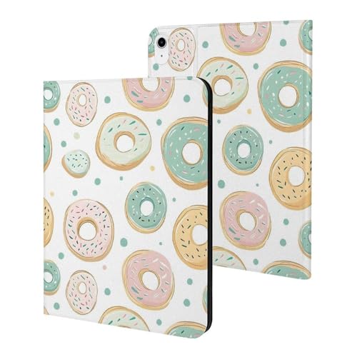 Housse iPad 11 2025 fine motif donuts coloré avec support et veille automatique