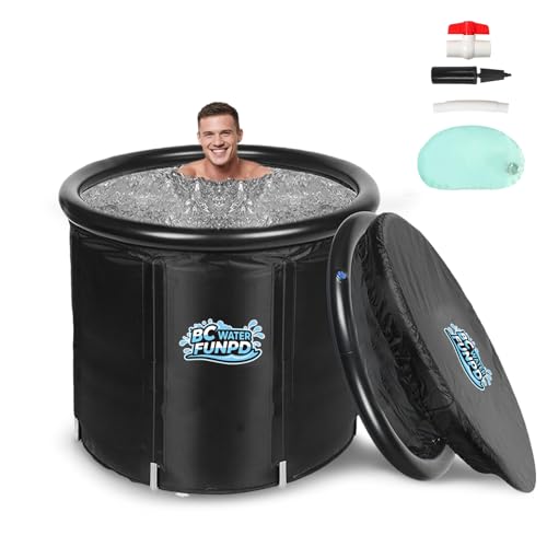 Ice Bath Tub for Athletes - Cold Plunge Tub Portable Ice Bath, Cold Plunge Tub with Cover for Recovery & Cold Water Therapy, Inflatable Cold Plunge for Indoor Outdoor 105 Gallons 85x85x75cm