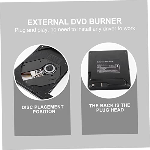 SUPVOX External Optical Drive: USB 3.0 DVD Burner for Laptop and Computer - Portable Slim Design Type-C Compatible - Black Plastic 5.90X5.90X0.78 Inch