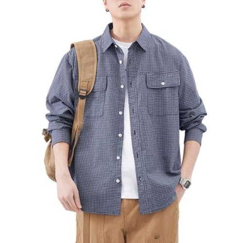 Chemise de travail en coton de style japonais à carreaux durables