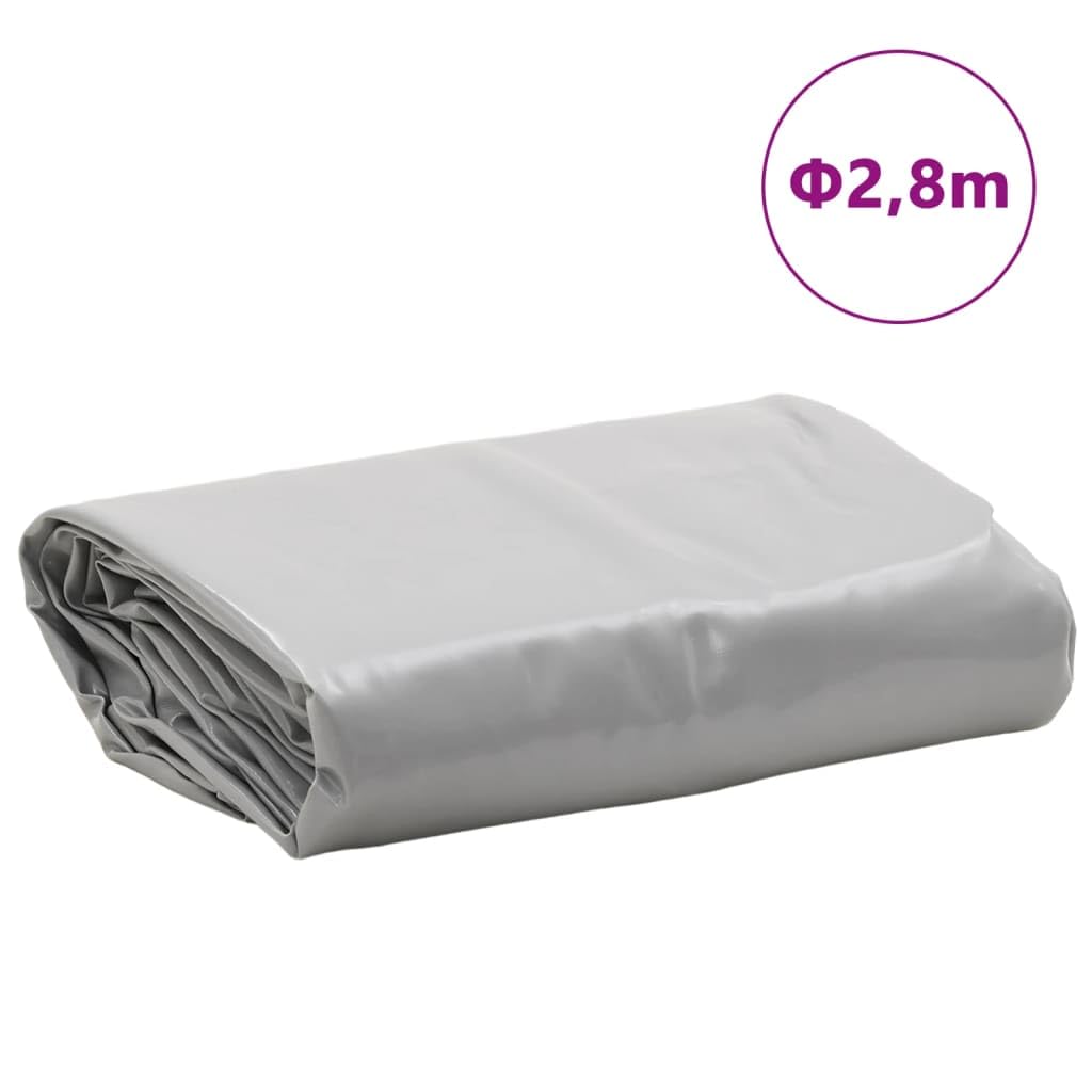 Abdeckplane Grau Canvas mit PVC-Beschichtung Ø 2,8 m 650 g/m² reißfest wasserdicht UV-beständig mit Metallösen vielseitige Schutzplane für Garten Camping Auto Boot Möbel Abdeckung