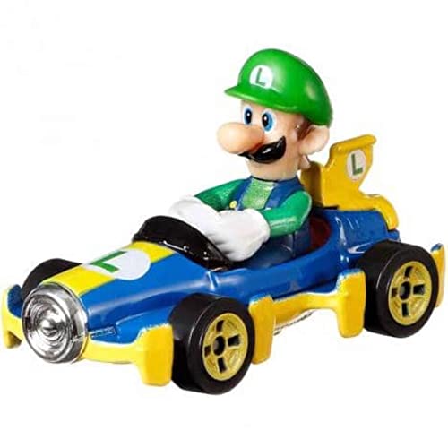 Hot Wheels GBG27 Mario Kart Luigi in Mach 8 Kart Toy Car (for 3 Years and Up) (Multicolor)