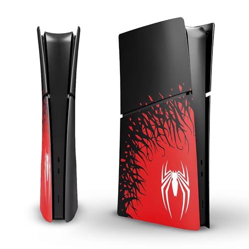 Faceplate for PS5 Side Shell Plates PlayStation 5 Disc Edition Console Replacement Accessory Case Cover Black Plate Anti-Scratch Dust Cover Skin Protector (Slim Digital Spider)