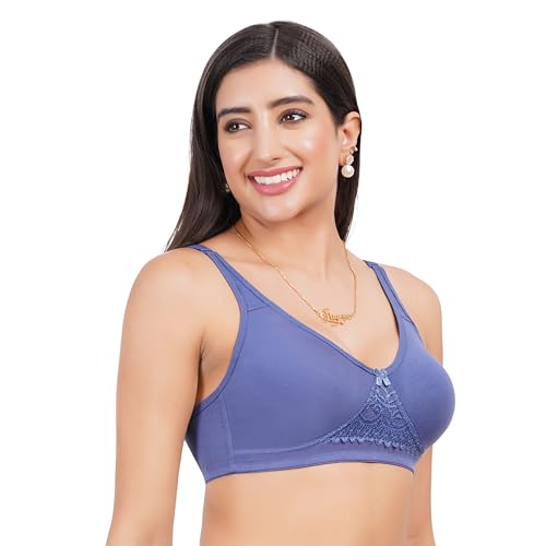 Image of Non Padded Bra in B, C and D Cup for Women - Made of Pure Cotton Full Coverage Over Size Non Wired Pushup Soft Cup for T-Shirt Saree Dress Sports Garment for Daily Use Everyday
