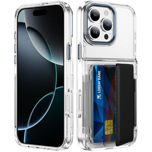 Coque iPhone 16 Pro antichoc transparente noire protection TPU PC avec fente carte