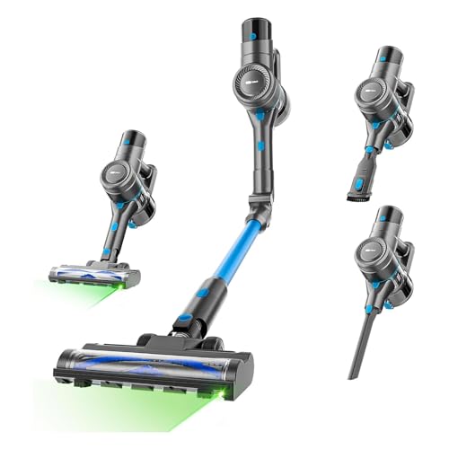 EPROEON Cordless Vacuum Cleaner, 23Kpa 300W Stick Vacuum with Foldable Tube, 45 Mins Runtime, LED Headlight, HEPA Filter, Wall-Mounted Storage, 3-in-1 for Carpet and Hard Floor
