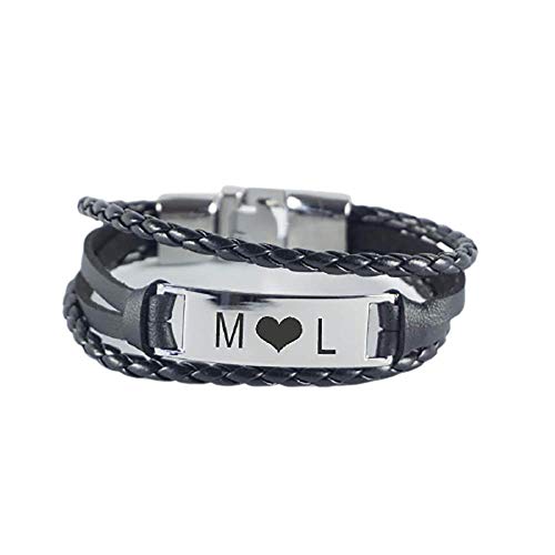 Regalo Personalizado: Pulsera grabada de Acero y Piel con Tres Tiras