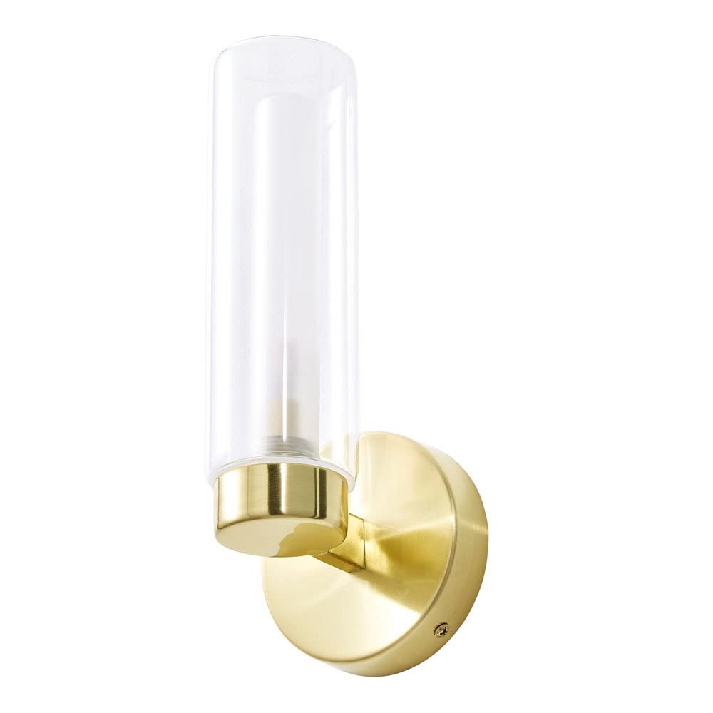 LITECRAFT Agatha Wall Light Bathroom 1 Arm Fitting with Glass Shades - Satin Brass