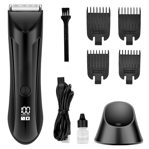 Recortador de vello corporal inalámbrico pantalla LCD y foco LED integrado