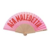 I-TOTAL® - Ventaglio a Mano Elegante e Colorato – Ventilatore Estivo in Legno e Tessuto, Leggero e Portatile – 42 x 23 cm (AFA MALEDETTA)