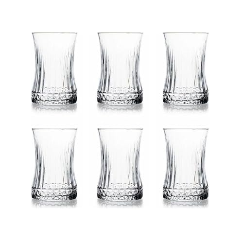 Der-Porzellan-Laden by Pasabahce Elysia Teegläser 170 ml, 6er Set, Tee Gläser aus Kristallglas, spülmaschinengeeignet