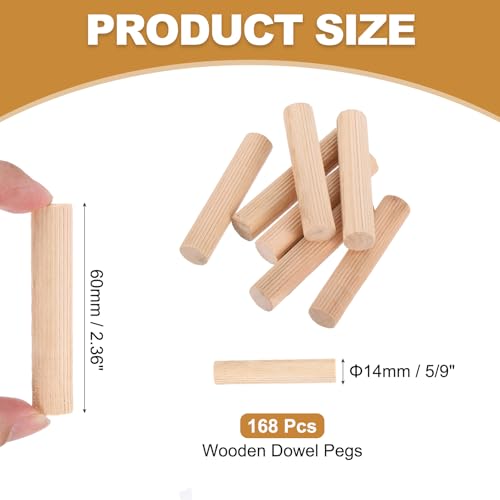 Clavijas de madera con estrías PATIKIL para ensamblar muebles y puertas de madera dura 2