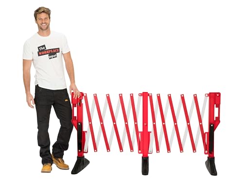 The Workplace Depot Large Collapsible Barrier – Expandable 6m Barrier, High-Visibility Red & White Polypropylene Panels for Office, Warehouse & Outdoor Use