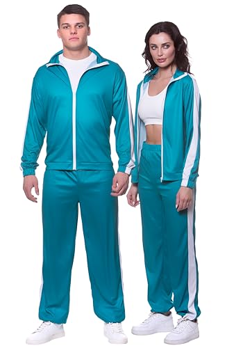 Wicked Costumes Adult Unisex Teal Tracksuit Fancy Dress Costume Screen-Inspired Survival Game Outfit for Parties & Events - Small