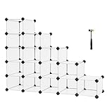 SONGMICS Shoe Rack, 15-Cube Storage Unit, DIY Shelving Unit, Pet Playpen, Storage Cubes and Shelves for Bedroom, Closet, Hallway, 30 x 111.2 x 86.2 cm, White LPC445W02