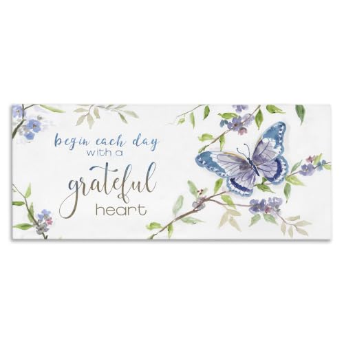 Stupell Industries Floral Butterfly Gratitude, 10 x 24 Inch Canvas Wall Art