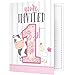 Creative Converting 340137 Barn Animals 1st Birthday Pink Invitation Card Foldover