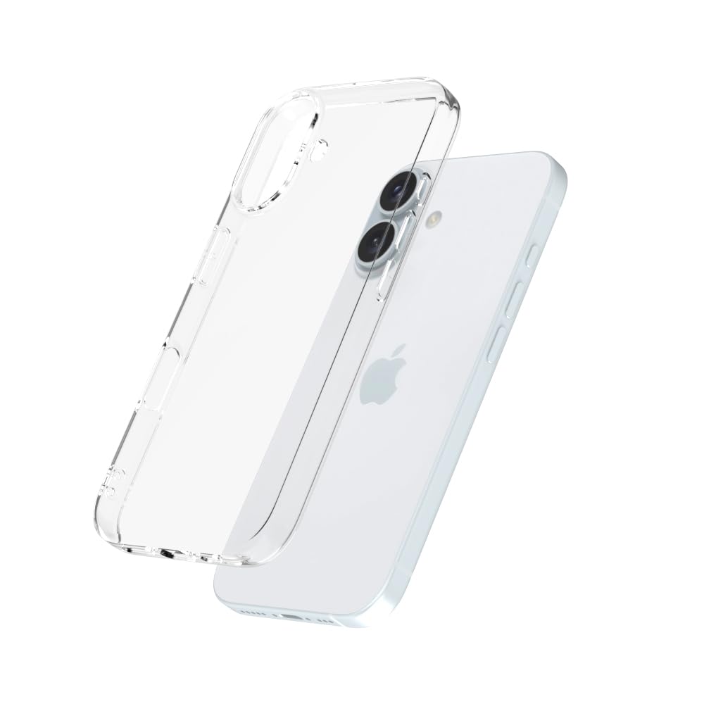 Captor Cover iPhone 16, Custodia Trasparente in Silicone Morbido, Protezione Fotocamera, Anti-Ingiallimento, Flessibile e Resistente per iPhone 16 Cover (Bordi Rialzati)