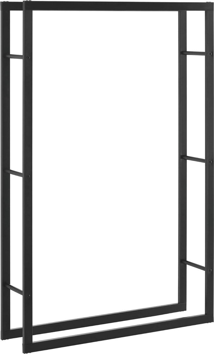 SMH LINE® Estantería para leña para chimenea, para interior y exterior, metal estable, impermeable y resistente al fuego, ayuda para apilar, almacenamiento de leña, color negro (150 x 100 x 25 cm)