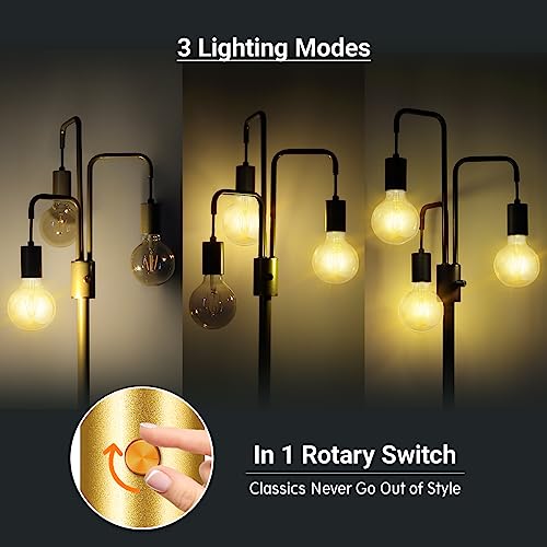 Image of BoostArea Industrial Floor Lamp for Living Room,Gold Modern Standing Lamp Stand Up Lamp with 3 Light, Bulbs Not Included,Simple Design Floor Lamp for Bedroom, Living Room, Office, Kids Room, Reading