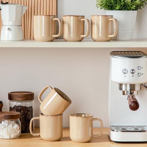 vancasso Coffee Mugs Set of 6, 12 Oz Ceramic Coffee Cups with Handle, Ceramic Unique Glaze Coffee Cup for Cappuccino, Latte, Tea, Cocoa, Dishwasher & Microwave Safe Gift Sets, Brown, Series PLAYA by vancasso - Image 9