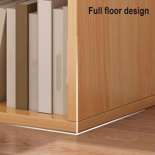 Estantería de madera horizontal con cubos amplios y estructura moderna 7