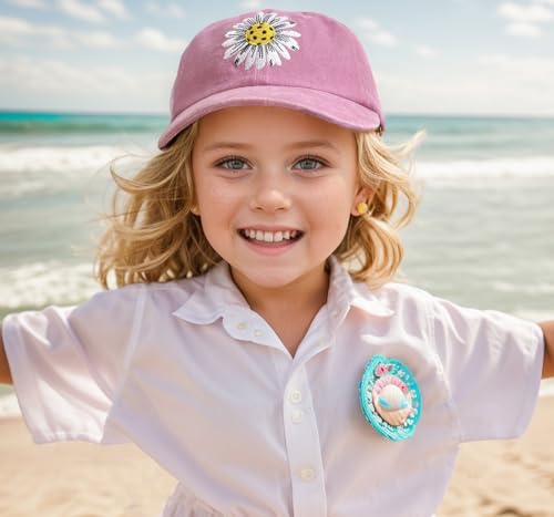 Kids Pickleball Hat for Toddler Girls Ages 2-6, Embroidered Adjustable Vintage Washed Baseball Cap, Pink2