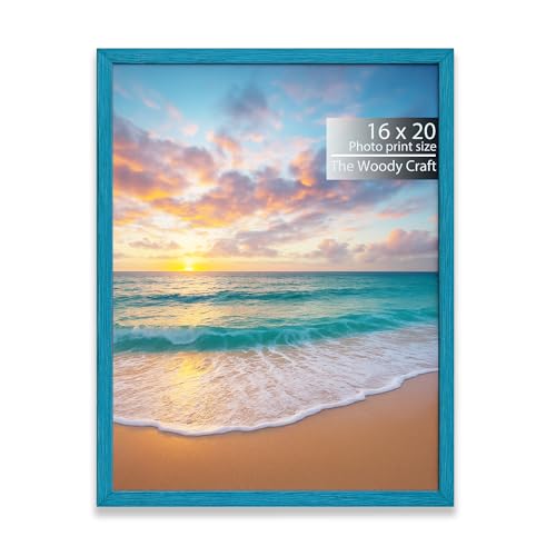 Image of Photo Frame 16 x 20 Inches | Blue Photo Frames For Wall | Vintage Wall Frame | Wooden Frame To Match Any Theme | Minimalist Big Photo Frames For Wall | Ideal Wooden Engraved Photo Frame