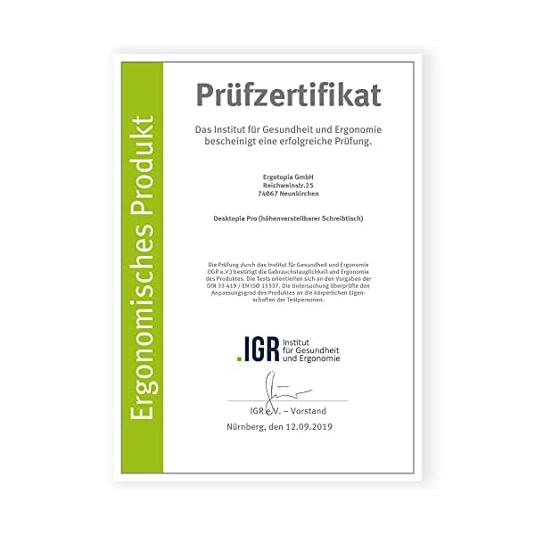 Ergotopia® Elektrisch höhenverstellbarer Schreibtisch | 5 Jahre Garantie | Ergonomischer Steh-Sitz Tisch mit Memory Funktion | Beugt Rückenschmerzen vor & macht produktiver – Bild 9