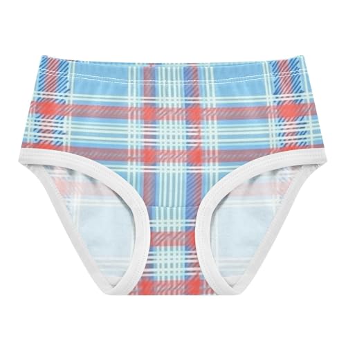 Girls' Cotton Briefs Toddler Cotton Underwear for Toddler Girls Blue Red Plaid
