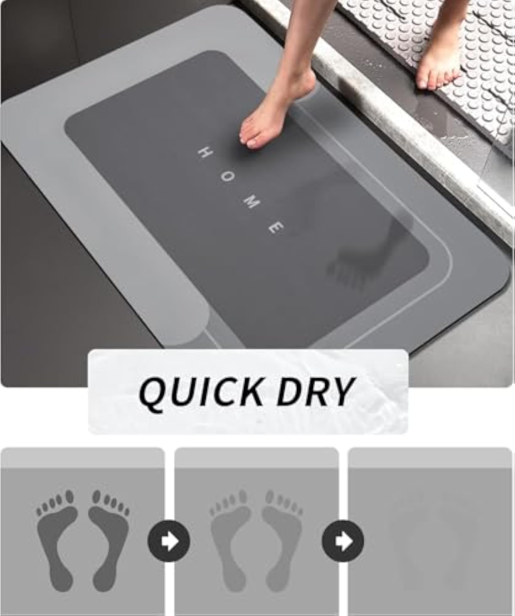 2 Piece Soft Absorbent Microfiber Bath Rug Set, Non-Slip