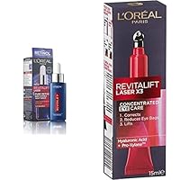L'Oréal Paris Revitalift Laser, Anti-Wrinkle Skincare with Pro-Xylane & Retinol, Duo Bundle - Laser Pure Retinol Face Serum 30ml & Laser x3 Eye Cream 15ml