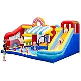 VIVOHOME 9 in 1 Bounce House for Kids, Market Theme Inflatable Bouncy Castle with Slide, 13x11 FT Inflated Bouncer for Outdoor with Blower, Basketball, Climb, Jump Area, Ball, Water Pool, Hoop