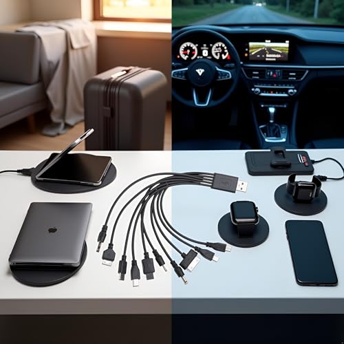 Juroicessry 1 Piece 10 in 1 USB Multi Charger Cables for Mobile Phones Charging Cord 20CM/7.87in Universal to Multi Plug Cell Phone Charger Cable 10 in 1 USB Cable for Smartphone Charger Cable 7.87in