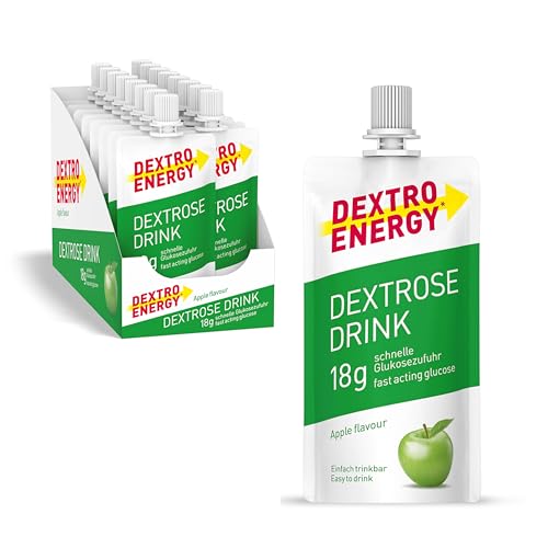 Dextro Energy Dextrose Drink Apple - 16x50ml (16er Pack) - Flüssiger Traubenzucker, 18g Glukosezufuhr, 24g Kohlenhydrate, ohne Fruktose, für Unterwegs, Sport & Alltag