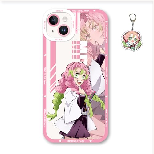 SodaMeow Demon Phone Case Suitable for iPhone 15/14/13/12/11/XR Multi-Model Slayer Phone Cover Kawaii Nezuko, Free Keychain (Mitsuri-1,iPhone 13 Mini)