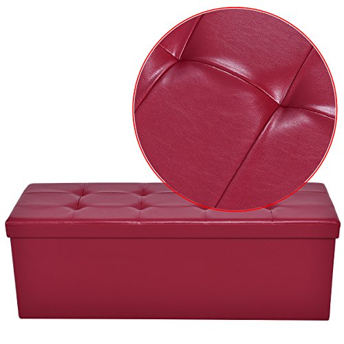 Giantex 43"X15"X15" Large Folding Storage Pu Leather Ottoman Coffee Table Foot Rest Stool (Red) #TOP6
