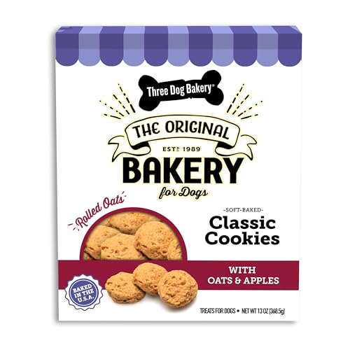 Three Dog Bakery Dog Treats Cookies with Oats Apples Soft Chewy Dog Treats Dog Training Treats Chewy Training Aids for Dogs Inspired By Classic Breakfasts