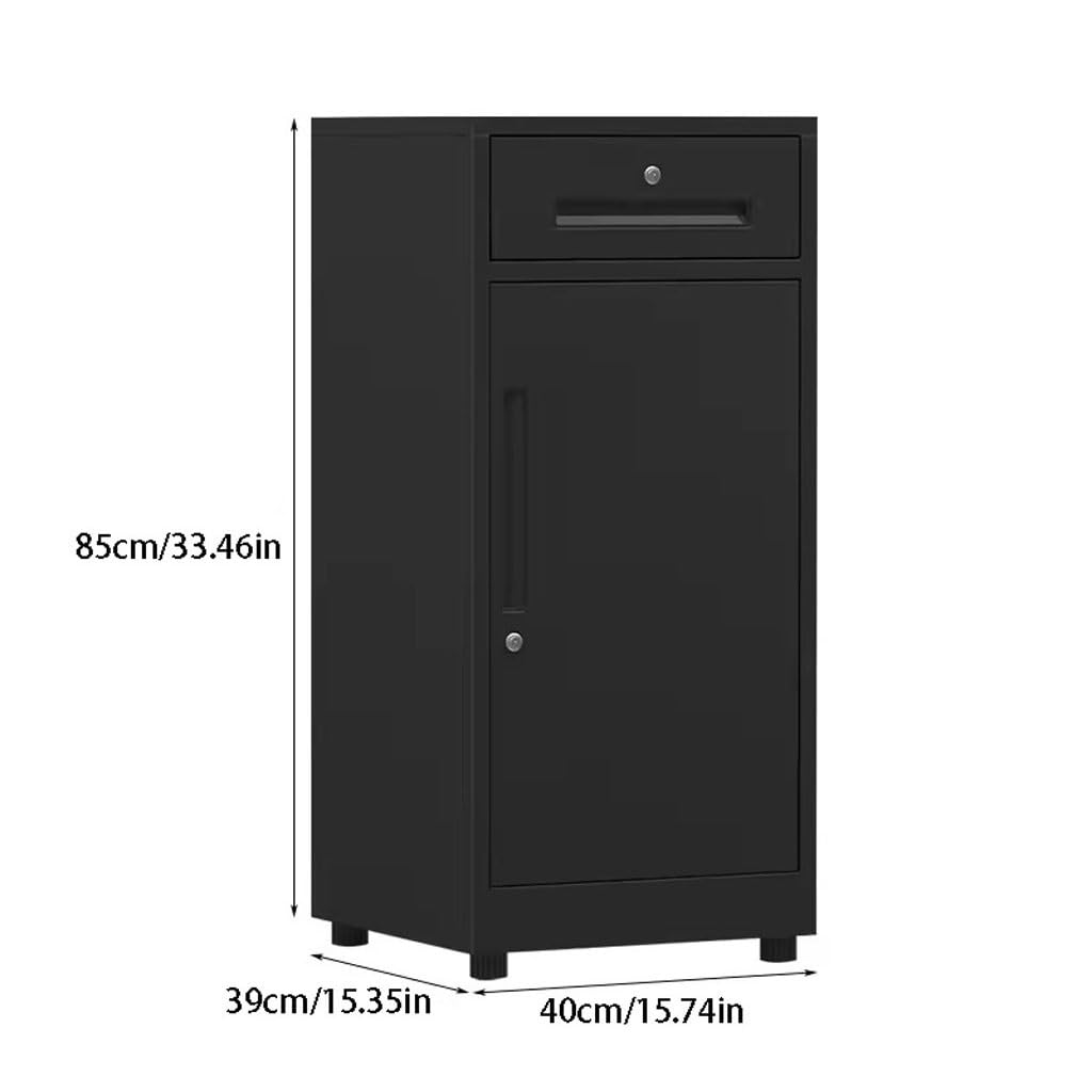 Archivador metálico Vertical Negro con Cerradura, Ideal for Espacios reducidos en la Oficina en casa.(C)