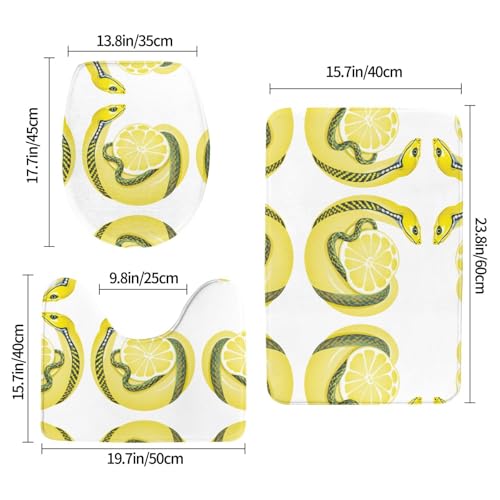Tapis de bain durable de qualité supérieure lot de 3 motif serpent citron - 3