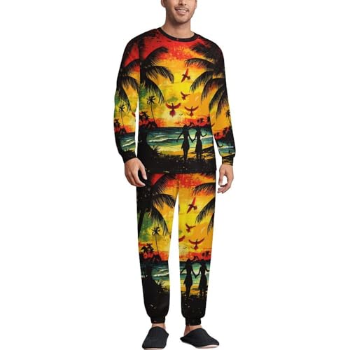 Jamaica Beach Mens Pajamas Set Long Sleeve Sleepwear Pjs Set Shirts And Bottoms Sleep Sets Loungwear