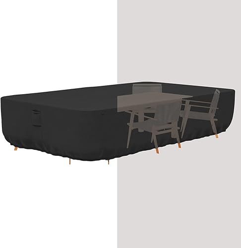 Tuyeho Juego de funda para muebles de patio de 124 x 84 x 28 pulgadas, tela Oxford duradera y resistente a la intemperie, para tu mesa y sillas