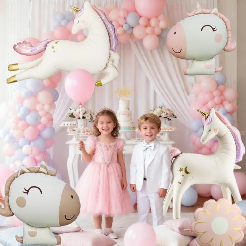 Decoration Anniversaire Licorn Fille, 4D Ballons Helium e XXL – vue 6