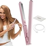 Reise-Haarglätter Haarglätter und Lockenwickler 2 in 1 | Lockenstab für kabelloses Glätteisen | 2-in-1-Lockenstab mit USB-Ladegerät und Styling-Werkzeug